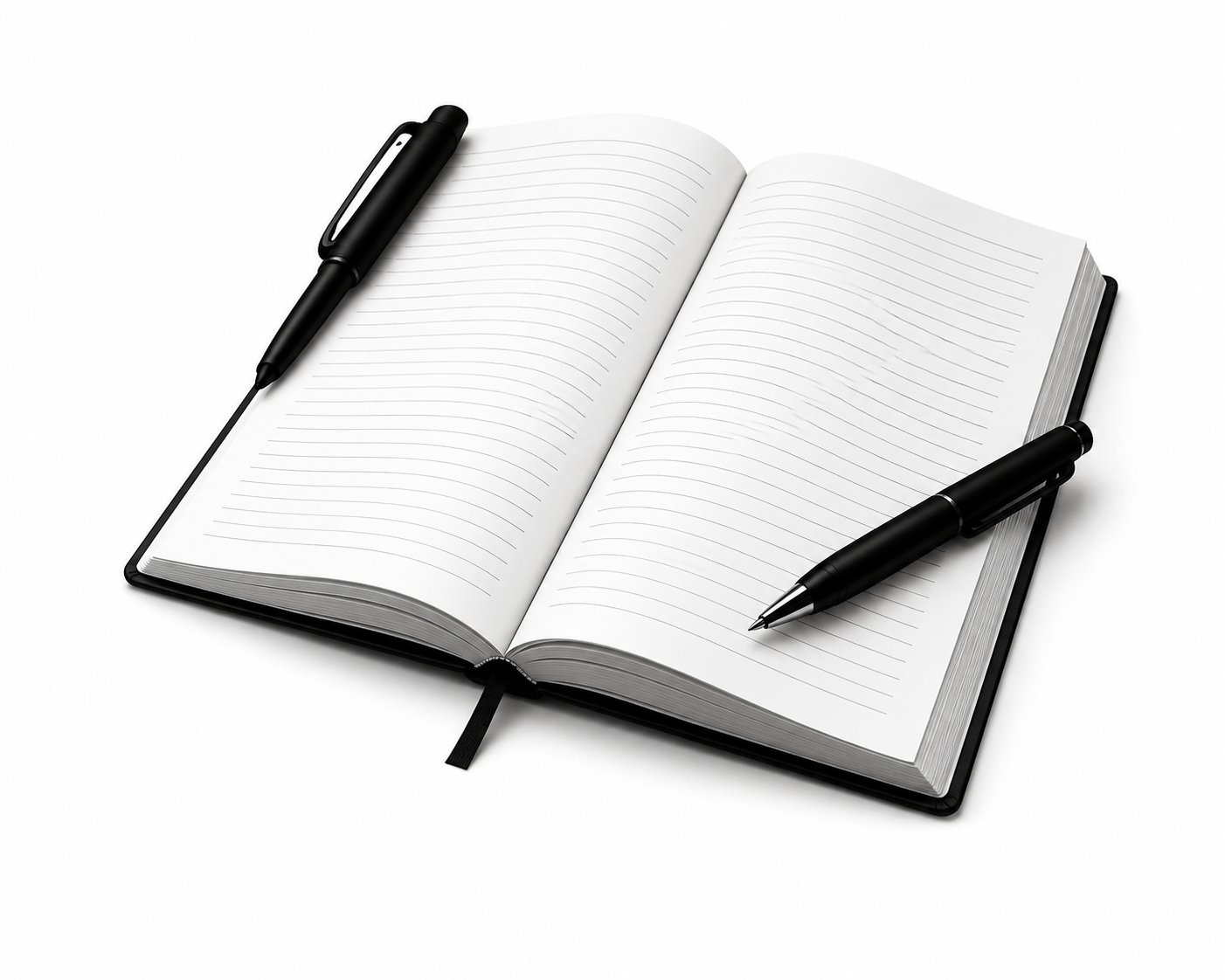 Open notebook with pen