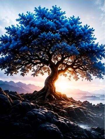 Blue fruitful tree